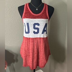 ZOE + LIV Red‎ and White USA Burnout Tank Top
